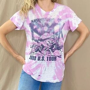 RARE Vintage Monsters Of Rock 1988 Pink Tie Dye Tour Shirt, Paper Thin Trashed